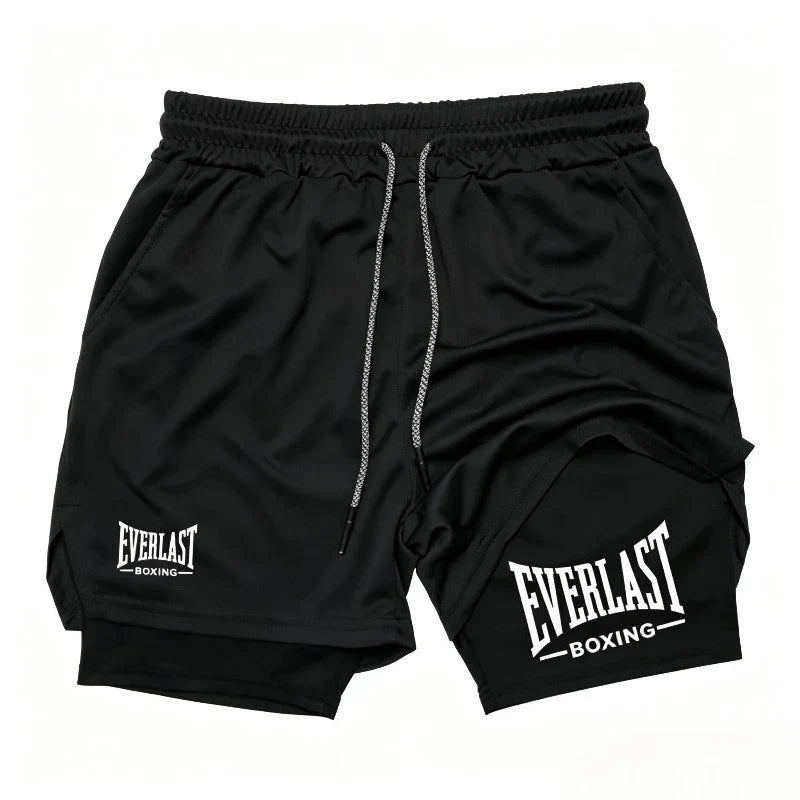 Men's Compression Gym Short Sports Pants Double Layered Quick Drying Running Muscle Fitness Athletic Multi-functional Activewear