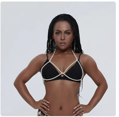 Sexy Accessories Women Bikini Pearl Chest chain Body Chain Jewelry Totally Hand-made Bra Fringed For Beach Nightclub Waist Chain
