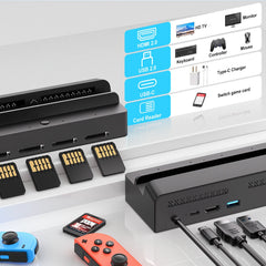For Nintend Switch 7 In 1 Game Card Reader Switch For Switch OLED Screen Mirroring Base, Supports One-Click Switching of Games