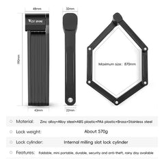 WEST BIKING Bike Foldable Lock Anti-theft Electric E-Bike Chain Padlock Motorcycle Safety Portable Locks Bicycle Accessories