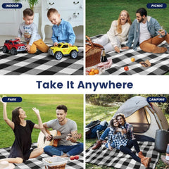 New 80"x 80"Picnic Blanket Extra Large Waterproof and Foldable Beach MatOutdoor for 8 Adults Camping Park Beach Grass Indoors