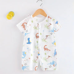 Newborn Short Sleeve Onesie Soft Breathable Lightweight Open Front Romper for 0-1 Year Baby Loungewear
