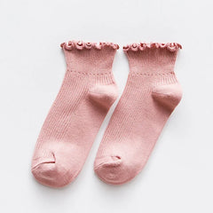 Ruffle Socks Women White Black Frilly Lolita Style Japanese Maiden Cute Kawaii Cotton Harajuku Princess Crew Socks Calcetines