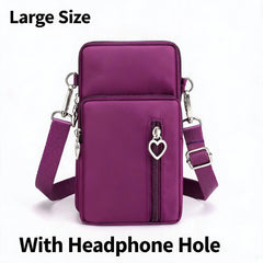 Waterproof Nylon Mini Crossbody Phone Bag for Women Heart Metal Zipper Multi Compartment Shoulder Arm Bag Phone Purse Wallet