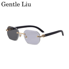 Vintage Square Rimless Sunglasses Men 2026 Luxury Brand Trendy Frameless Punk UV400 Eyewear Anti Blue Light Prescription Glasses