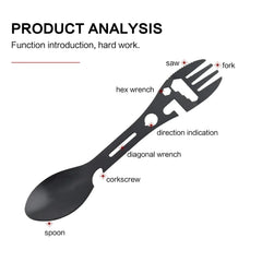 Camping Cutlery Set, 5-in-1 Outdoor Survival Gear, Travel Hiking