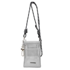 Cute Korean Nylon Mesh Wallet Teenager Hollow Shoulder Purse Bags Crossbody Solid Color Mobile Phone Bag Travel