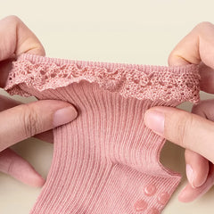 5 pairs of baby girl children lace socks spring and summer socks dispensing anti-slip floor socks
