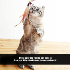 1-10pc Interactive Cat Feather Toy Accessories Pet Supply Wand Kitten