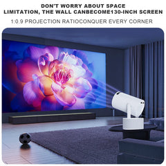Portable Karaoke Projector with 2 Wireless Microphones Home Theater Movie Projector 180" Large Screen 180° Adjustable Angle Dual Band WiFi6 Bluetooth 5.0 Screen Mirroring Mini Outdoor Projector for Family Party