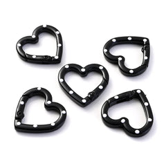 5pcs Multicolor Metal Heart Ring Spring Clasp Carabiner Keychain Clips Hook Dog Chain Diy Jewelry Buckle Connector Supplies