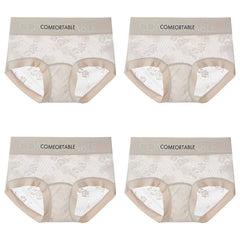 4PCS Women Seamless Panties Transparent Briefs Plus Size Lace Antibacterial Panties