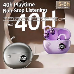 Open Wireless Earphone Fashion Plated Ear Clip Bluetooth Headset 9D Surround Stereo 0 Delay Long Battery Life Game Condenser Mic