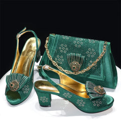 Magenta Women Shoes And Bag Set African Ladies High Heels Sandals Match With Handbag Luxury Nigerian Pumps Femmes Sandales CR769