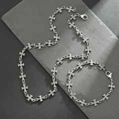 Punk Chain With Cross Necklace For Man Woman Hiphop Crosses Trend Jewelry Premium Clavicle Chain Gothic Bracelet Y2K Accessories