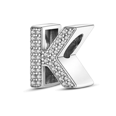Fit Original Bangle Bracelet DIY A-Z Alphabet Charms Bead 925 Sterling Silver CZ Zircon LOVE Letter Dangle Pendant Jewelry Gift