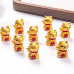 10-50pcs Cute Mini Wealth Lucky Gold Cat Animal Decoration Resin Craft Miniature Figure Bonsai Microlandscape Fairy Garden Decor