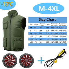 Summer Cooling 2-4 Fan Holes Fan Workwear, Unisex Short Sleeve, Outdoor Sun Protection & Cooling Vest with Built-in Fans