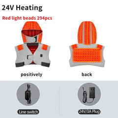 Red Light Electric Heating Hooded Vest Support Thermal Waterproof Adjustabe Massage Warmer Brace Warm Jacket Back Massage