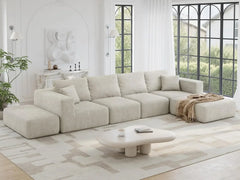 Extra Deep 150 Inch Oversized Modular Sofa Beige Couch Sectional Six Seat