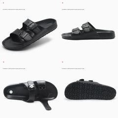 Litfun Women Summer Fashion Slippers 2025 New Outdoor Non-slip Beach Sandals With Double Buckle Indoor Casual Flat House Slides