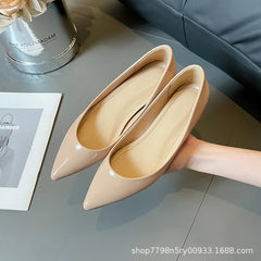 Women Low Heels 5cm Internal Height Increasing Shoe Fashion Flats Women Shoes Pointed Toe Patent Leather Office Driving Shoes