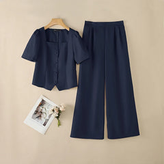 2PCS Women OL Work Outfits Zanzea Summer Square Neck Short Sleeve