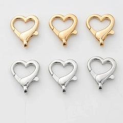 10pcs Heart Shaped Spring Clasps Metal Lobster Clasps Bag Clips Hook Dog Chain Buckles DIY Keychain Jewelry Making Accessories