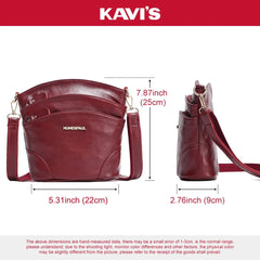 100% Genuine Leather Women Messenger Bags Casual Cell Phone Purse with Adjustable Strap Multiple Pockets Crossbody Shoulder Bag