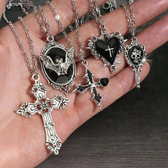 5pcs Gothic Necklace Set for Women Halloween Jewelry Heart Bat Spider