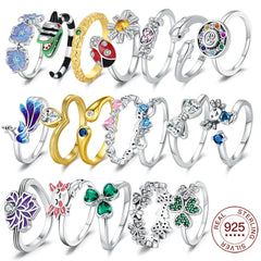925 Sterling Silver Ring Ladybug Fashion Ring MOM Butterfly Ring