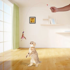 1-10pc Interactive Cat Feather Toy Accessories Pet Supply Wand Kitten