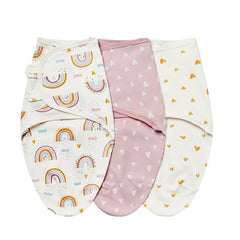 3Pcs Cute Newborn Baby Blankets Swaddles Set 100%Cotton Boys Girls Adjustable Swaddle Infant Swaddle for 0-6 Month