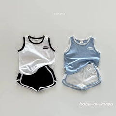 TZ24040 Summer Korean Version 2025 New Baby Pure Cotton Sports Casual Vest Shorts Two-Piece Set