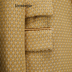 Gwenhwyfar Wheat-gold Patterns Suits of Men 2026 Autumn Party Suits Include Plain Gold Lapel Blazer Patterns Vest Slim Pants