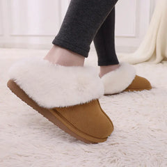 Comwarm Winter Suede Fur Slippers for Women Plush Home Slippers Fluffy Faux Fur Shoes Indoor Outdoor Furry House Fuzzy Slides