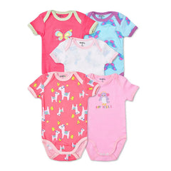 5pcs 3m-24m Short Sleeve Cotton Winggle-In Jumpsuit Infant Baby