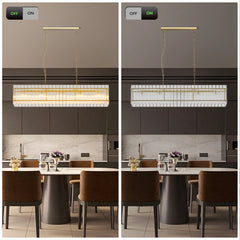 Modern Rectangular Crystal Glass Chandelier, 10-Lights Glod Chandelier Lighting Contemporary Pendant Ceiling Light Fixture