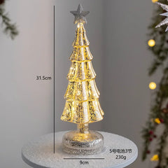 Glowing Glass Christmas Tree Ornaments Home Luminous Desktop Decoration Led Night Light Party Xmas Decorations Festival Kid Gift