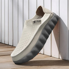 Fashion Men's Casual Shoes Outdoor Non-slip Walking Footwear Comfortable Loafers Thick-soled Leather Platform Driving Shoes