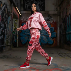 Pink Graffiti scribbles Women's Quick Dry Sweatpants(L65) CREATED BY DESIGNS BY KIEKIE