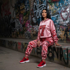 Pink Graffiti scribbles Women's Quick Dry Sweatpants(L65) CREATED BY DESIGNS BY KIEKIE