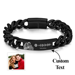 Personalized Spotify Code Bracelet with Photo & Custom Engraving – Stainless Steel, Anniversary Gift for Him | FlipStylez LLC®