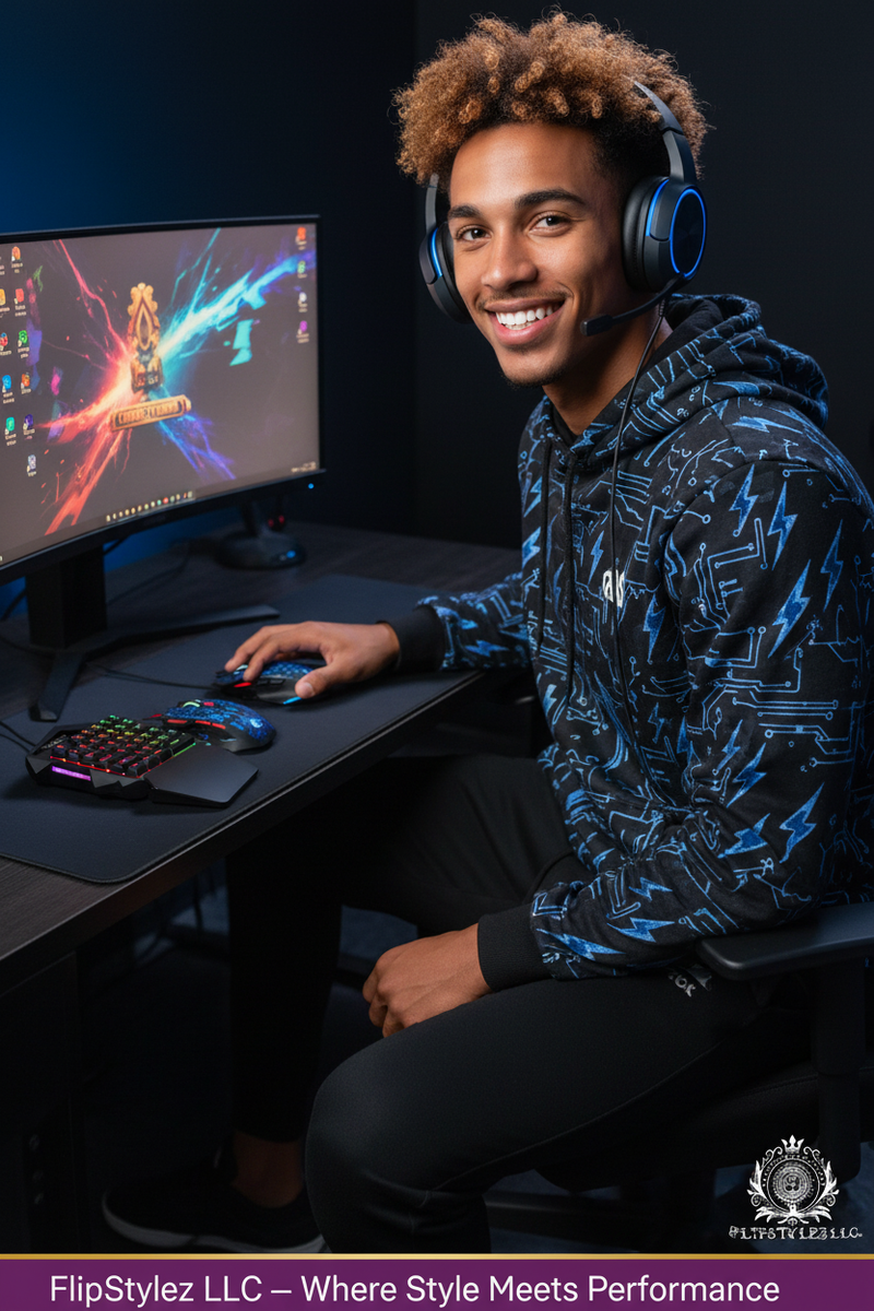 V100™ One-Handed Wired Gaming Keyboard – 35-Key LED Backlit, Waterproof, Wrist Support, Multimedia FN Keys, Keyboard Only, + A907 Mouse & + H300 Mouse Combos | FlipStylez LLC®