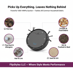 🤖✨Oubao™ OB8s Smart Robot Vacuum Cleaner – 3-in-1 Sweep, Vacuum & Mop | One-Touch Operation | USB Charging | Black & White | 150+ sq m Coverage