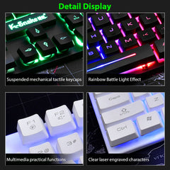 KM320™ Waterproof Backlit Gaming Keyboard & Mouse Set – Triple Waterproof, Mechanical Feel, Multimedia FN Keys, White, Black & Orange | FlipStylez LLC®