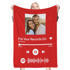 🎵✨FLIPSTYLEZ LLC. Custom Spotify Code Photo Blanket – Scan to Play Your Song!