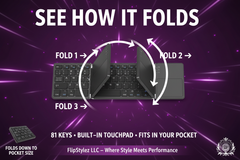 Wireless Tri-Fold Bluetooth Keyboard with Touchpad | Foldable | 81 Keys | 35Hr Battery | Phone Tablet PC Mac