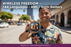 AIR MAX Wireless Earbuds | 144-Language Real-Time Translation | ANC+ENC HiFi Bluetooth 5.4 TWS Headphones