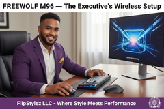 FREEWOLF M96™ Wireless Keyboard & Mouse Combo – Bluetooth 5.0 & 2.4G, Smart Screen, 96 Keys, RGB Backlit, Silent, PBT Keycaps, Multimedia Knob, X7 4000 DPI Mouse | FlipStylez LLC®